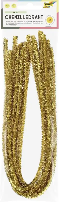 Versand Am Gleichen Tag Pfeifenputzer-Chenilledraht, gold, 10 Stück, 8 mm, 50 cm