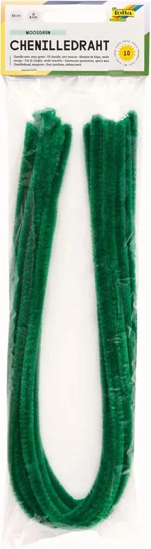 Wochenendangebot Pfeifenputzer-Chenilledraht, moosgrün, 10 Stück, 8 mm, 50 cm