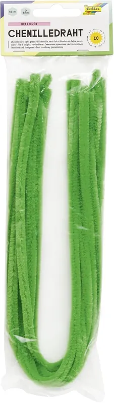 Weltweiter Versand Pfeifenputzer-Chenilledraht, hellgrün, 10 Stück, 8 mm, 50 cm