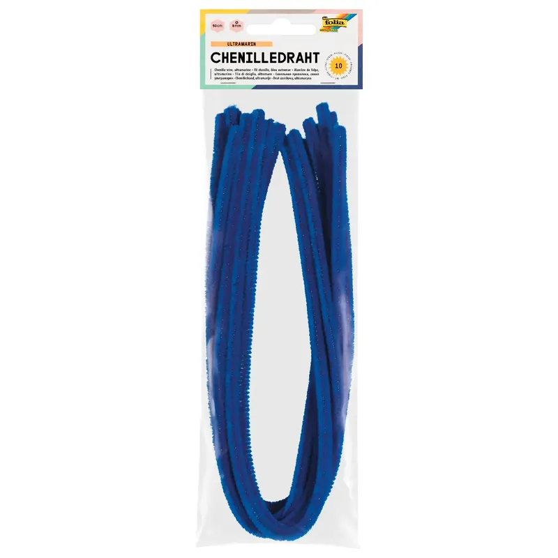 Ausverkauf Pfeifenputzer-Chenilledraht, ultramarin, 10 Stück, 8 mm, 50 cm