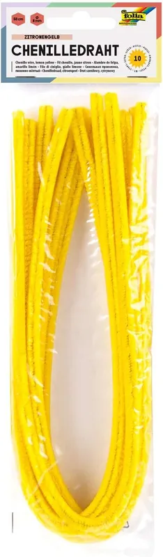 Ausverkauf Pfeifenputzer-Chenilledraht, zitronengelb, 10 Stück, 8 mm, 50 cm