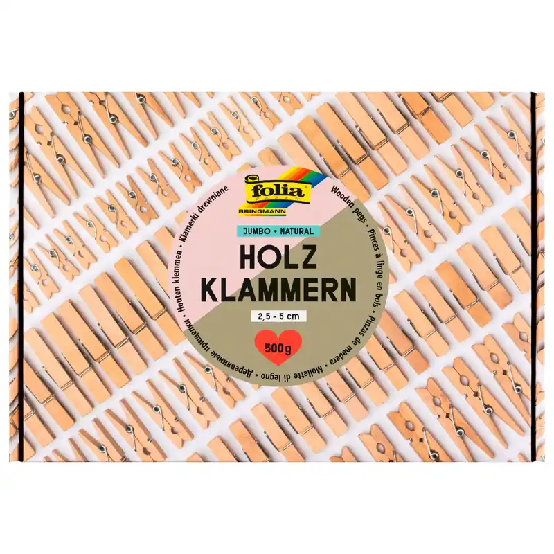 Solange Der Vorrat Reicht Holzklammern Jumbo Pack Natural – 500 g (ca. 400 Stück, 2,5–5 cm)
