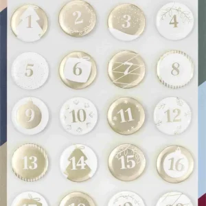 Adventskalender "Buttons PERLMUTT", aus Blech, 1 - 24 Preisreduziert