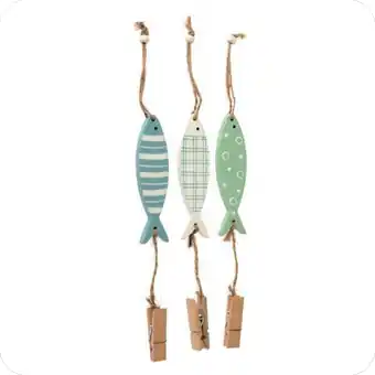 Fisch-Hänger Holz mit Klammer 28x11x0,6cm 3 Stück Neu Im Sortiment