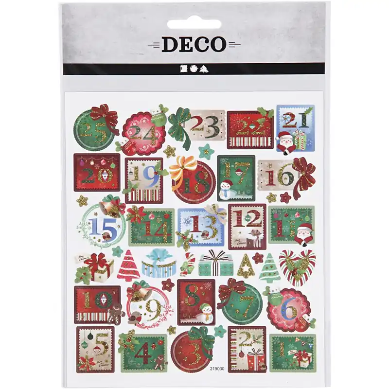 Sticker, Blatt 15x16,5 cm, ca. 43 Stck, Zahlen für Adventskalender Sonderangebot