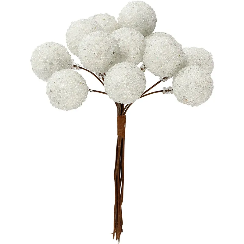 Deco-Stecker Beeren, 15 mm, Weiß, 12Stck. Schneller Versand