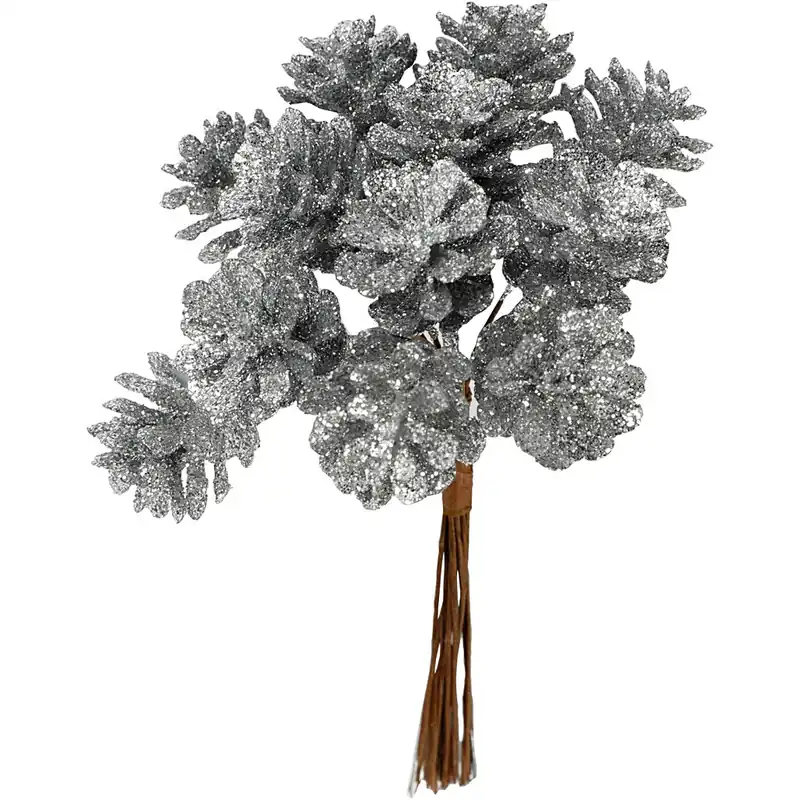 Deco-Stecker Zapfen, 20 mm, Silber, 12Stck. Beliebt