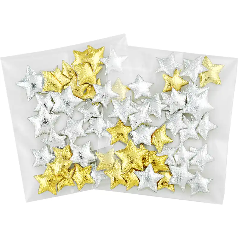 Ausverkauf Satinstreuteile-Stern, 13+18mm, 30 Stück