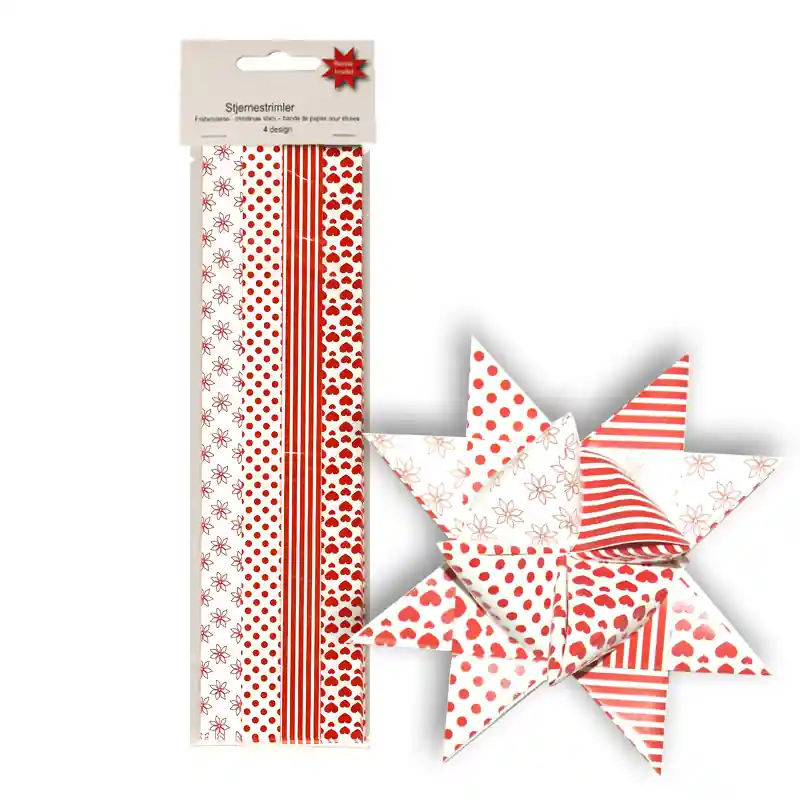 Schneller Versand Fröbelstern-Streifen rot/weiß 25mm