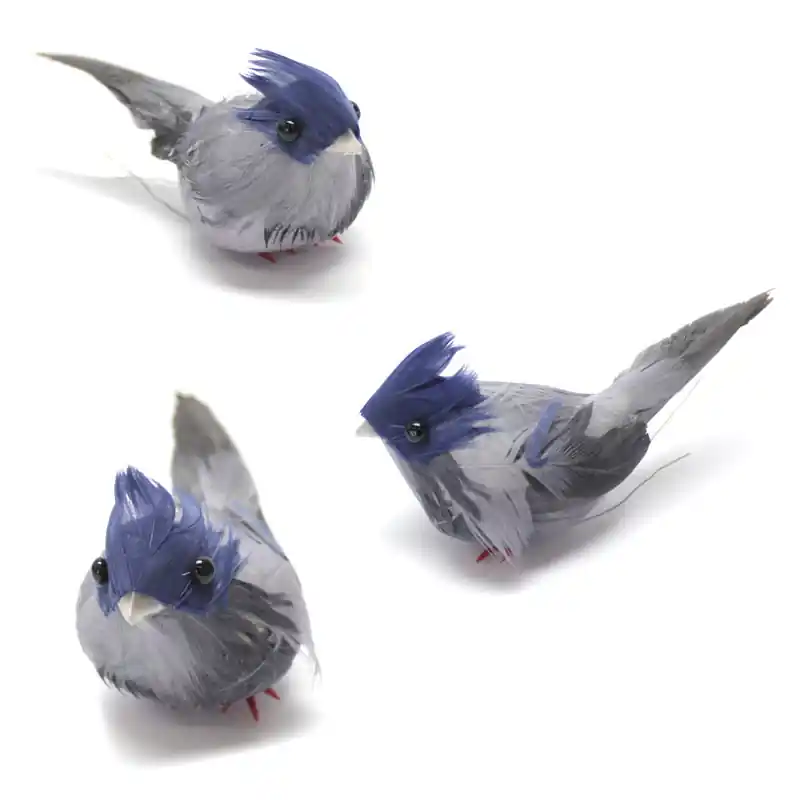 Deko-Vögel, 3 x blau, ca. 11 × 6 cm Exklusiv