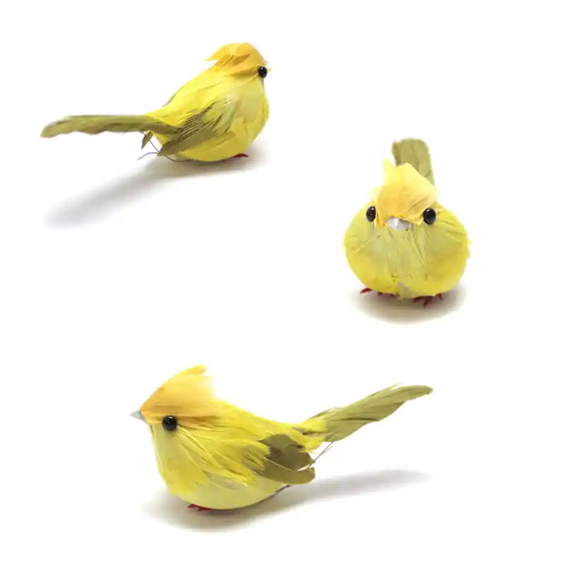 Rabatt Deko-Vögel, 3 x gelb, ca. 11 × 6 cm