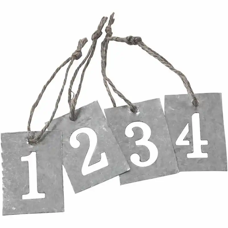 Zinkanhänger, Zahlen 1-4 | 4 x 2,7 cm Preiswert