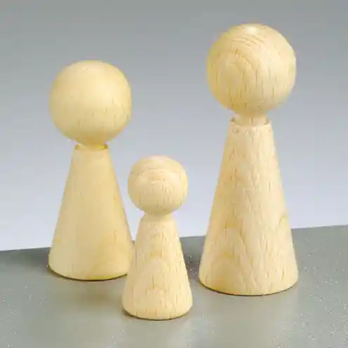 Ab Werk Figuren-Kegel, aus Holz, 36 x 15 mm, 6 Stück