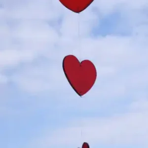 Acryl-Herzkette, 6cm, 12er - rot Neue Ware