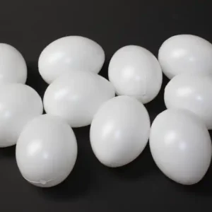 Ausverkauf Kunststoff-Eier / Plastikei, 6 cm, 10 Stück, weiß