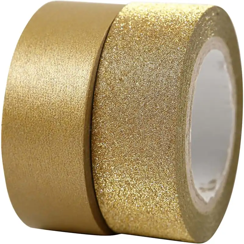 Washi-Tape, Vivi Gade Design, 15 mm, 10 m + 7 m, Gold/Gold-Glitter Limited Edition