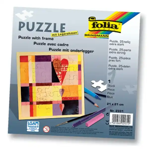 Puzzle, 21 x 21 cm, 25-tlg, weiß Neu Im Sortiment