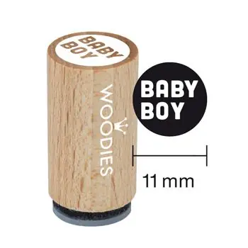 Woodies Mini Holzstempel, Ø 15 mm, Baby Boy Highlight