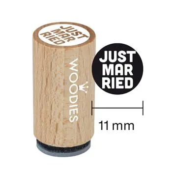 Woodies Mini Holzstempel, Ø 15 mm, just married Gratis Versand