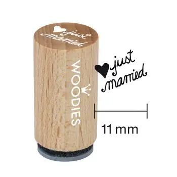 Woodies Mini Holzstempel, Ø 15 mm, just married Premium