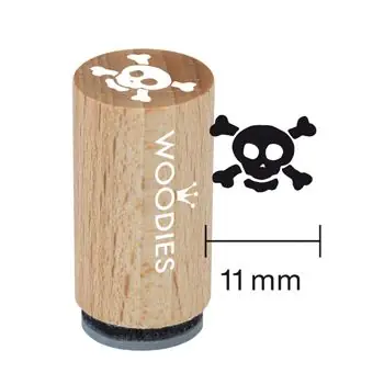 Woodies Mini Holzstempel, Ø 15 mm, Totenkopf Neue Ware