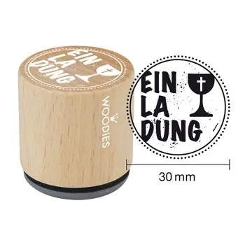 Woodies Holzstempel, Ø 30 mm, Einladung Nur Für Kurze Zeit