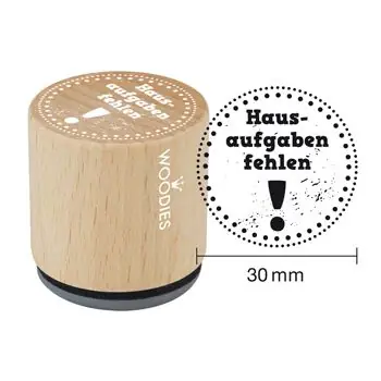 Woodies Holzstempel, Ø 30 mm, Hausaufgaben fehlen! Heißes Angebot