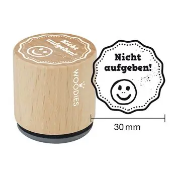 Woodies Holzstempel, Ø 30 mm, Nicht aufgeben! Ausverkauf