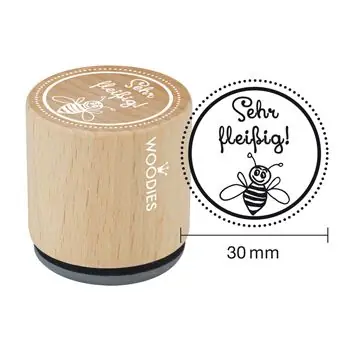 Weltweiter Versand Woodies Holzstempel, Ø 30 mm, Sehr fleißig!