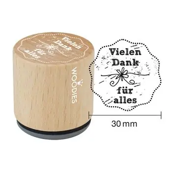 Geld-Zurück-Garantie Woodies Holzstempel, Ø 30 mm, Vielen Dank für alles