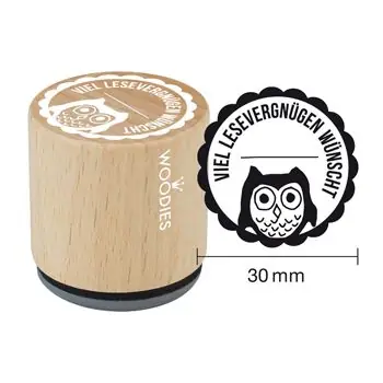 Woodies Holzstempel, Ø 30 mm, Viel Lesevergnügen wünscht Super-Preis