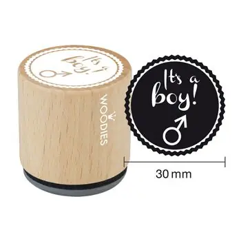 Woodies Holzstempel, Ø 30 mm, It`s a boy Mengenrabatt