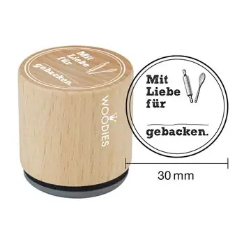 Woodies Holzstempel, Ø 30 mm, Mit Liebe für...gebacken Expressversand
