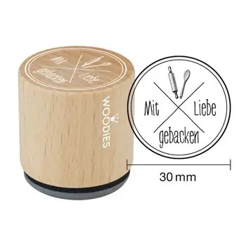 Woodies Holzstempel, Ø 30 mm, Mit Liebe gebacken Gleich Bestellen