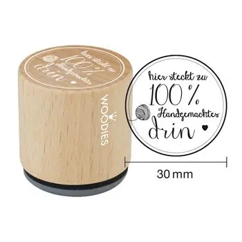 Woodies Holzstempel, Ø 30 mm, Hier steckt zu 100% Handgemachtes drin Direkt Vom Hersteller