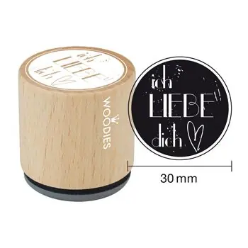 Woodies Holzstempel, Ø 30 mm, Ich liebe dich 2 Super-Preis