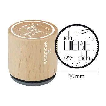 Woodies Holzstempel, Ø 30 mm, Ich liebe dich 1 Limited Edition