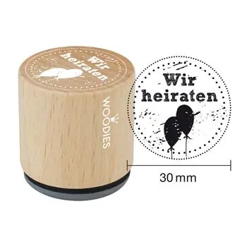 Woodies Holzstempel, Ø 30 mm, Wir heiraten Handgefertigt