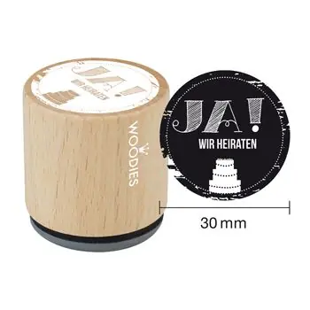 Woodies Holzstempel, Ø 30 mm, Ja! Wir heiraten Direkt Vom Hersteller