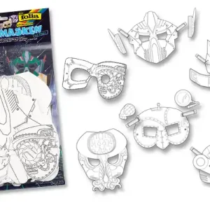 Handgefertigt Kindermasken, weiß, 6 Stück, sortierte Weltraum-Motive