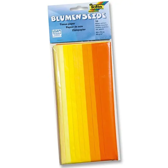 Ab Werk Blumenseidenpapier-Mix, 10 Bogen, 50 x 70 cm, gelb sortiert