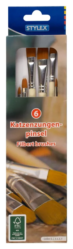 Preiswert Synthetikpinsel Set, Katzenzungenpinsel. 6er Set