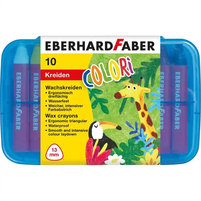 Wachsmalkreide Colori, 10 wasserfeste Wachsmalstifte in Plastikbox Premium