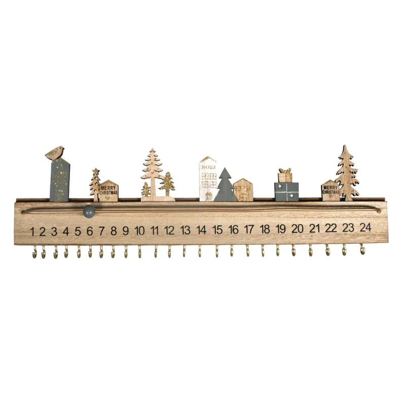 Zertifiziert Holz Adventskalender 40x3,5x12cm, +2 Wandaufhänger