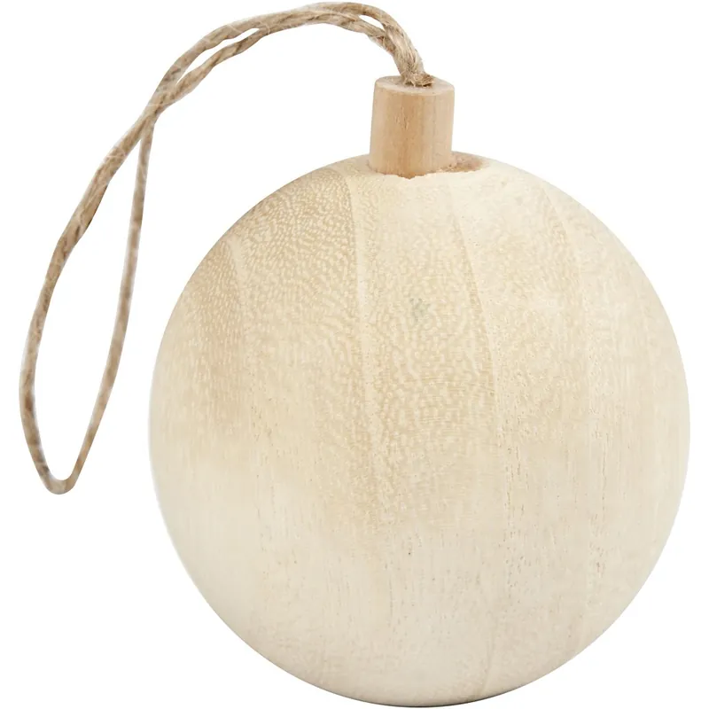 Weihnachtsschmuck, Kugel aus hellem Holz, Ø 4,8 cm Letzte Chance