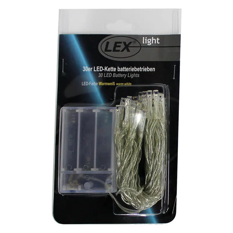 30er LED-Lichterkette, Timer 6/18h, batteriebetrieben, Warmweiss Begrenztes Angebot