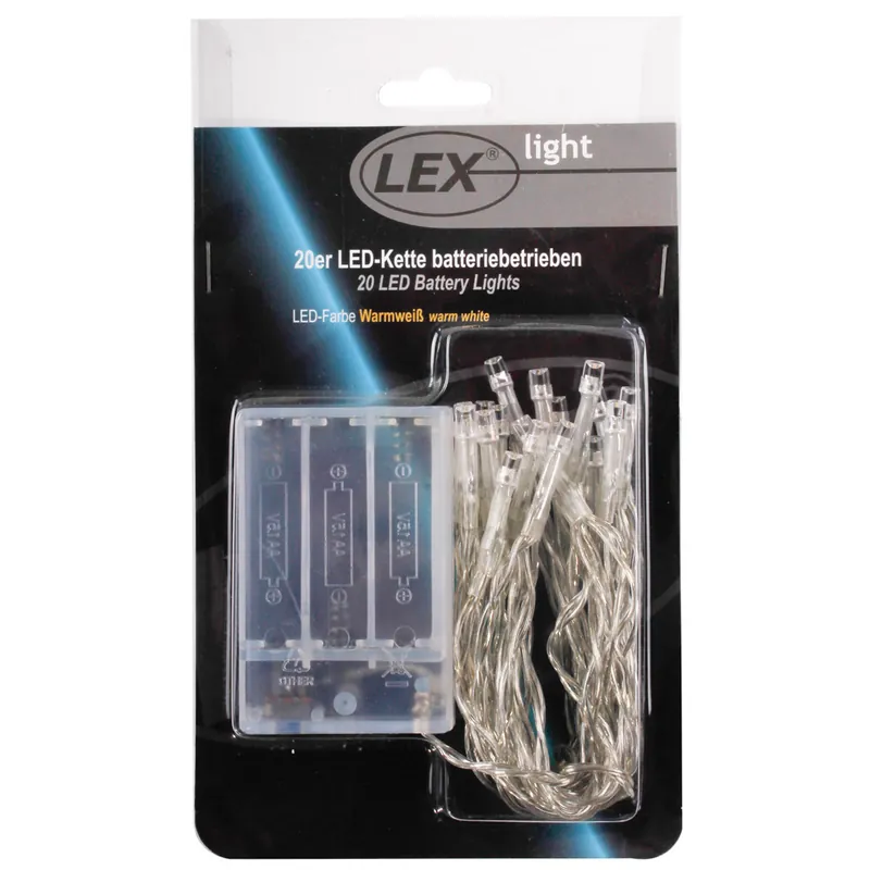 20er LED-Lichterkette, Timer 6/18h, batteriebetrieben, Warmweiss Nur Heute