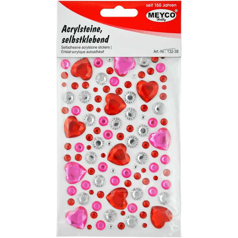 Zertifiziert Acryl-Steine, selbstklebend - Herzen und Punkte
