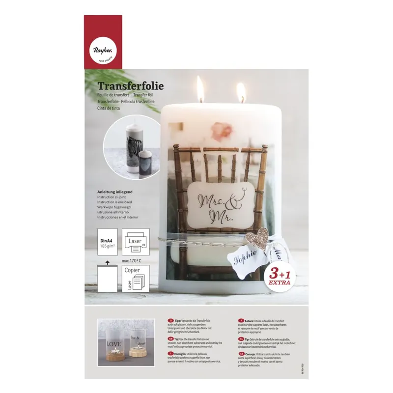 Ausverkauf Transferfolie A4 210x297mm, 4 Bogen