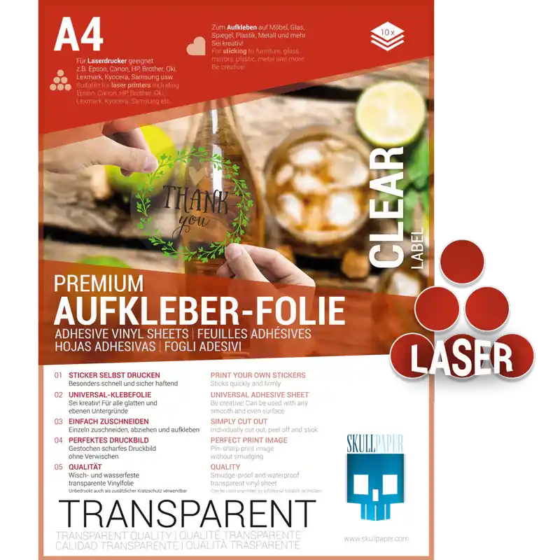 Aufkleber-Folie transparent Laser Neue Ware
